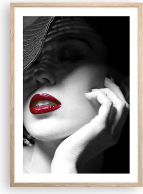 Produktbild von Gerahmtes Poster - Rahmen in heller Eiche - Frau Gesicht Lippen - 50x70 cm - Wand Bild - Wanddeko - Wandbilder - Wandposter - Bilderrahmen - Bilder - Kunstdruck - Wandbild - P2NPA50x70-3618