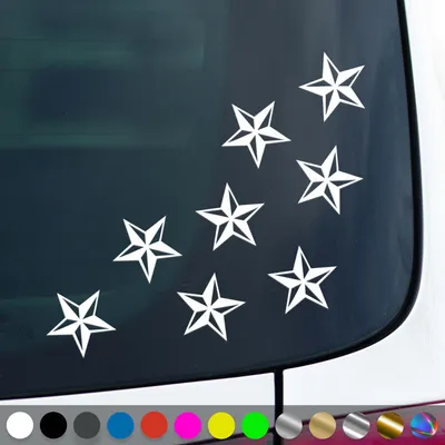 Produktbild von PantherPixel Nautischer Stern Aufkleber Seefahrt Kompass Set Sticker Auto Geschenkidee Farbe Weiss
