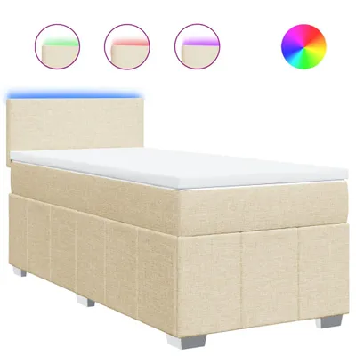 Image de Sommier à lattes de lit et matelas Crème 90x190 cm Tissu