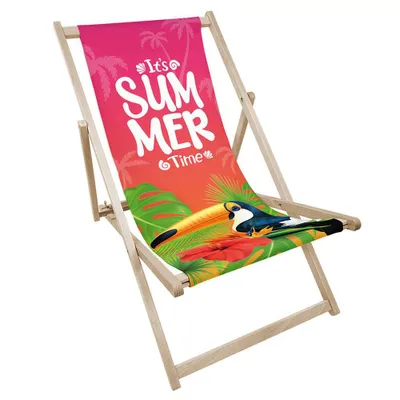 Produktbild von Holz-Liegestuhl „It's Summer Time“ mit Druck klappbar Garten Strand Balkon