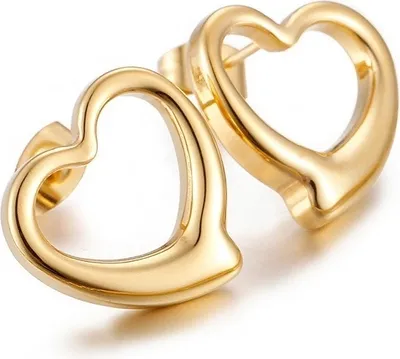 Image de Boucles doreilles Simple Heart Doré - Élégance et Confort KP21634