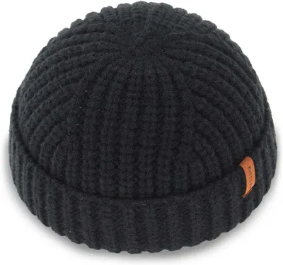 Productafbeelding van Vissersmuts heren - Fisherman beanie - Dikke wol - Korte skullcap - Ribgebreid