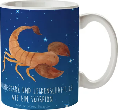 Produktbild von Mr. & Mrs. Panda Tasse Sternzeichen Skorpion - Sternenhimmel Blau - Geschenk, Geburtstag Oktober, Teetasse, Kaffeetasse, Skorpione, November, Geschenktasse, Pott, schöne