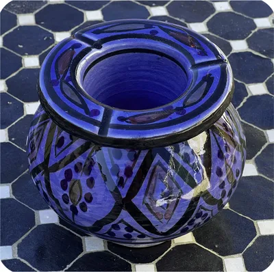 Zdjęcie produktu dla Marokańska popielniczka sztormowa popielniczka ceramiczna orientalna dekoracja duża, niebieska