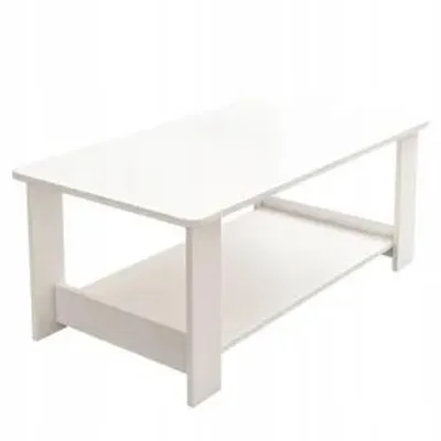 Image de Table Basse Blanche Moderne Avec Étagère Salon Loft Grande 100 Cm