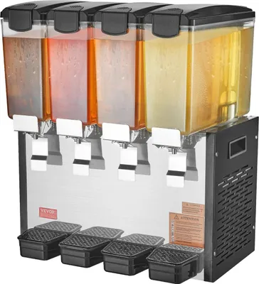 Image de Distributeur commercial de boissons 10 L x 4 réservoirs Distributeur de jus et boissons glacées
