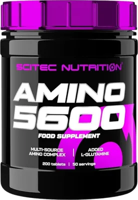Zdjęcie produktu dla Scitec Nutrition Amino 5600 200 tabletek / Aminokwasy złożone / Aminokwasy z koncentratu serwatki wzbogacone kazeinianem sodu i L-glutaminą