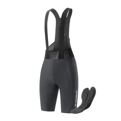 Produktbild von VeloNuts Herren Radlerhose mit Träger Gepolster Atmungsaktiv schnelltrocknende Bib Shorts Radsport Trägerhosen für MTB Grau EU Größe S