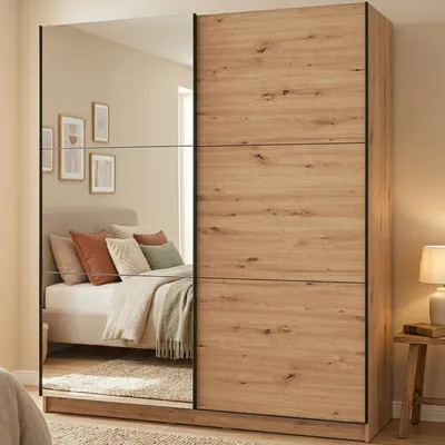 Immagine prodotto di Dmora Guardaroba Grande Verzino 179x210h cm Marrone Rovere Nodi, Appendiabiti 5 Ripiani