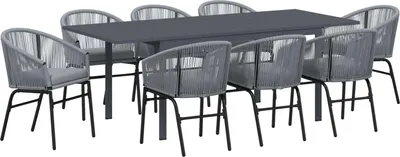 Obrázok produktu pre Záhradný jedálenský set 9 pcs Sivá polyratan