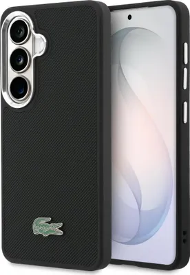 Immagine prodotto di Custodia Lacoste Galaxy S26 Petit Pique nera con logo MagSafe in metallo