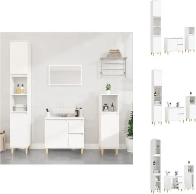 Produktbild von vidaXL 3-tlg. Badmöbel-Set Weiß Holzwerkstoff -  Badezimmermöbel-Sets