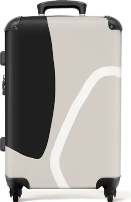 Produktbild von NoBoringSuitcases.com® Großer Koffer - Schwarz - Weiß - Abstrakt - Weiß - Kombinationsschloss TSA - Hartschalen Trolley 4 Rollen - 72 liter - Reisekoffer - 66 cmKoffer Mittelgroß 67x43x25 cm, 72L,