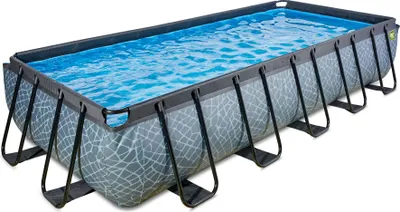 Zdjęcie produktu dla EXIT Stone Basen Stelażowy 540x250x100cm, Basen Naziemny, z Filtrem piaskowym, Szary