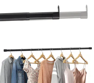 Image de Omgoods - Barre de penderie extensible pour placard, avec 2 supports (noir, 70-100 cm)
