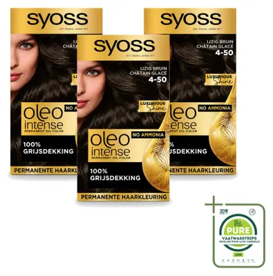 Productafbeelding van 3 x Syoss Oleo Intense 4-50 Permanente Haarkleur - IJsblond - Grote verpakking - 3 stuks