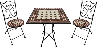 Immagine prodotto di AXI Camilla Set Bistrot da Balcone, 2 Sedie 1 Tavolo, Set Bistrò Veranda Mosaico Vino Rosso - Set Bistro da Giardino, Tavolo Bistro per Giardino/Balcone/Terrazza