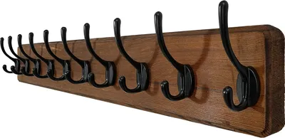 Produktbild von Wandgarderobe 98 cm, 10 Haken, Holz, rustikales Braun, für Flur