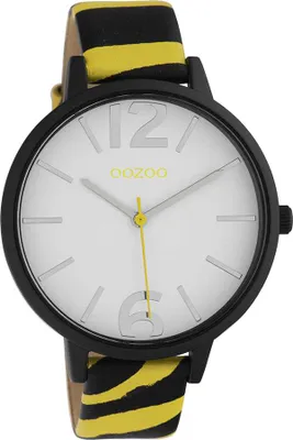 Produktbild von Oozoo Damen Lederarmband Uhr Timepieces gelb schwarz Analog Quarzuhr UOC10211