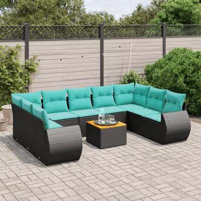 Immagine prodotto di Maison Exclusive - Set da giardino 10 pezzi con cuscini, polyrattan nero