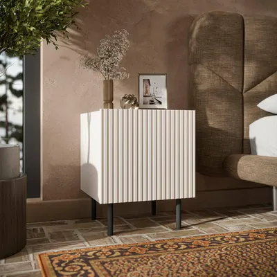 Image de Livraga - Table de chevet, 45x40x51h cm Beige, une étagère