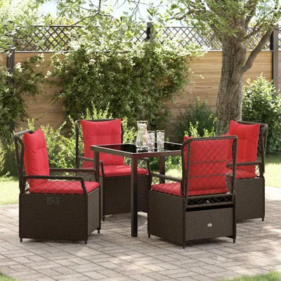 Image de Ensemble de jardin exclusif - Table et 4 chaises en polyrotin marron
