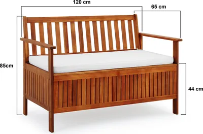Image de CASARIA® Banc de jardin en Bois 120x62 cm Coffre de jardin résistant aux intempéries Rangement Bâche de pluie Jardin Balcon