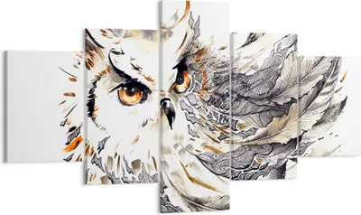 Produktbild von Bild auf Leinwand - Leinwandbild - Owl Federn Weisheit Natur - 125x70cm - Wand Bild - Wanddeko - Leinwanddruck - Bilder - Kunstdruck - Wanddekoration - Leinwand bilder - Wandkunst - EA125x70-3016