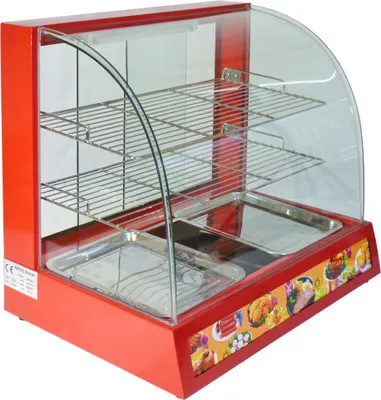 Image de Vitrine à réchauffer KuKoo, comptoir chauffant, vitrine chauffante, comptoir de réchauffage, vitrine de réchauffage, comptoir chauffant, vitrine chauffante, vitrine à aliments, rouge, 60 cm, 1200 W