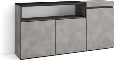 Produktbild von Sideboard, Highboard, 150x35x75cm, 3 Türen, Wohnzimmer, Küche, Zementgrau