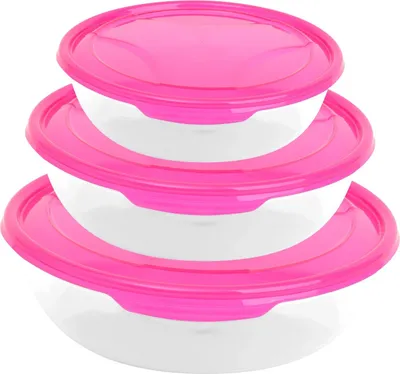 Produktbild von 3er Set Frischhaltedose Deckel Rund Pink