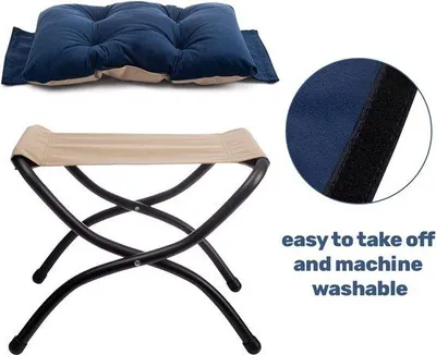 Image de Pouf de rangement Famanu - Bleu foncé avec espace de rangement