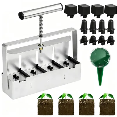 Produktbild von Handgeführter Bodenblocker 5 × 5 cm, Pflanzzubehör zur Herstellung von Anzuchtblöcken für Samen, ideal für Garten- und Blumenerde sowie Freilandpflanzen