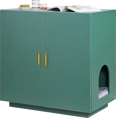 Zdjęcie produktu dla VEVOR szafka dla kota, 800x500x790 mm szafka na kuwetę, drewniana komoda dla kota z otworami wentylacyjnymi, meble do domu dla kota z podwójnymi drzwiami, stolik boczny, nadaje się do większości kuwet