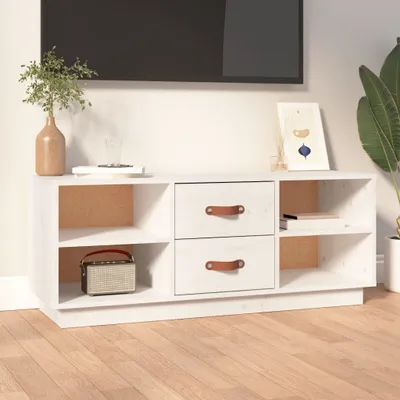 Zdjęcie produktu dla The Living Store szafka pod telewizor biała 100x34x40 cm lite drewno sosnowe