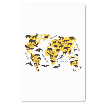 Produktbild von MuchoWow® Mauspad Mousepad Karte - Welt - Tiere 18x27 cm - Mousepads - Maus Mat - Pad - Mausunterlage