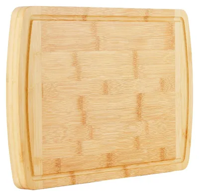 Image de Planche à découper en bambou avec gouttière pour recueillir les jus - 40,6 x 25,4 cm