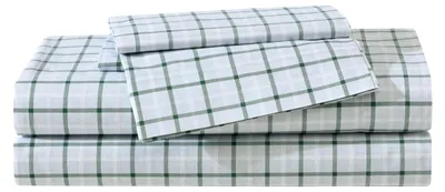 Produktbild von Queen-Bettwäsche-Set aus Premium-Baumwoll-Perkal, kariert, Heimdekoration, - (klassisches Tattersall Plaid Grün, Queen)