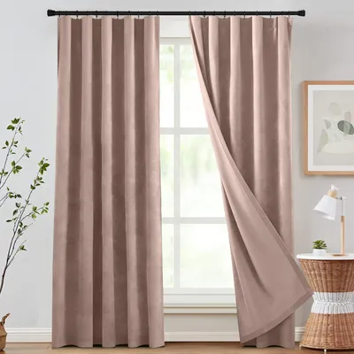 Verdunkelungsvorhänge Chenille 100% 214x132 cm 2er-Pack Rosa