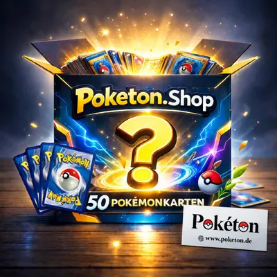Produktbild von 50 Pokemon Karten inkl. 5 Holos/Reverse - Deutsch - zufällig gemischt - inkl. Poketon Visitenkarte