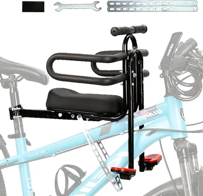 Immagine prodotto di Seggiolino per bicicletta per bambini - Sedile anteriore - Per pedalare insieme - Montaggio universale - Adatto dai 1 ai 5 anni - Colore: nero