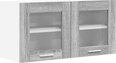 Zdjęcie produktu dla Szafka wisząca szara Sonoma i biała 80 x 31 x 40 cm materiał drewnopochodny