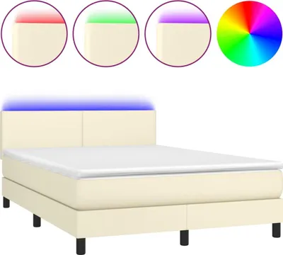 Obrázek produktu pro vidaXL Postel Boxspring s matrací a LED diodami 140x200 cm z umělé kůže