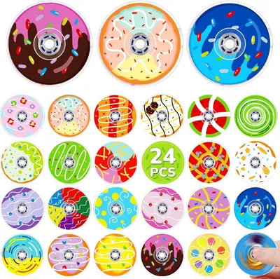Imagen del producto de Giroscopio antiestrés con forma de rosquilla, de colores, 4 cm, paquete de 24 unidades, para niños