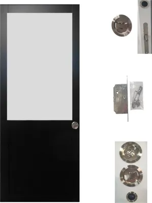Image de Porte Coulissante Athena Noir H204 x L73 + serrure a  condamnation
