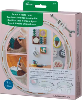 Produktbild von Clover Stickrahmen, 18 cm Durchmesser, höhenverstellbar, kompatibel mit Stanznadel