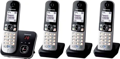 Produktbild von Panasonic KX-TG6824 Strahlungsarmes Schnurlostelefon mit Anrufbeantworter, Rufnummernanzeige, 3 zus?tzliche Mobilteile, 15h Sprechzeit, 7 Tage Standby, Freisprechfunktion, DECT