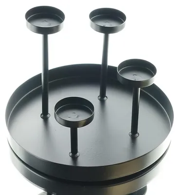 Produktbild von 4-fach Kerzenhalter Ø 5 cm Schwarz in Ebenen Ø Schale 23 cm - Metall