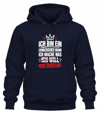 Immagine prodotto di Felpa con cappuccio per uomo, scritta "Mia figlia", "Papà divertente", "Festa del papà", colore blu navy, taglia S