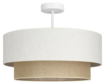Produktbild von Deckenlampe Stoff Metall E27 45 cm breit Weiß Beige rund Modern Deckenleuchte